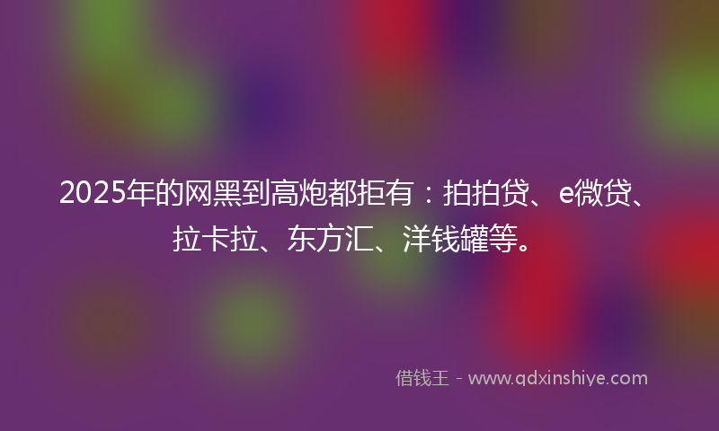 2025年的网黑到高炮都拒有：拍拍贷、e微贷、拉卡拉、东方汇、洋钱罐等。