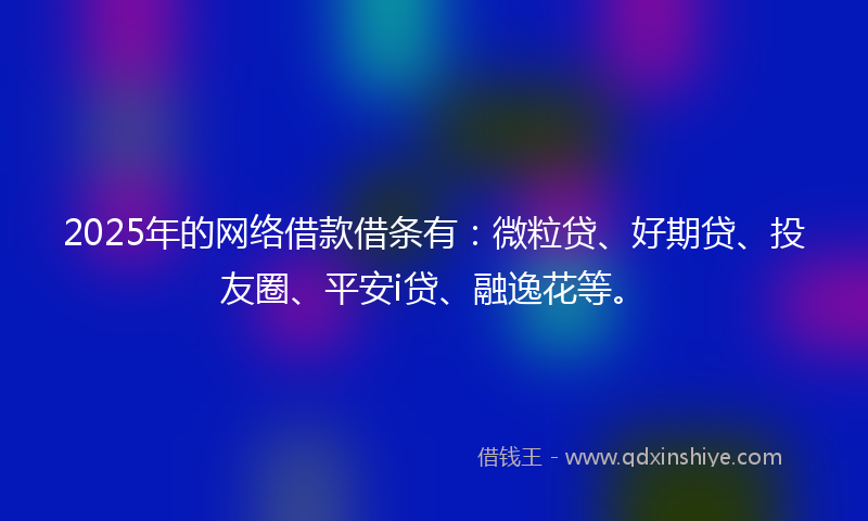 2025年的网络借款借条有：微粒贷、好期贷、投友圈、平安i贷、融逸花等。