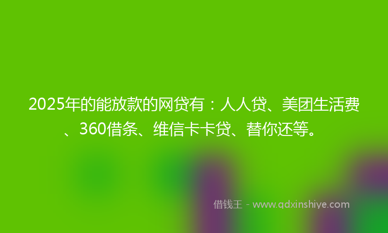 2025年的能放款的网贷有：人人贷、美团生活费、360借条、维信卡卡贷、替你还等。