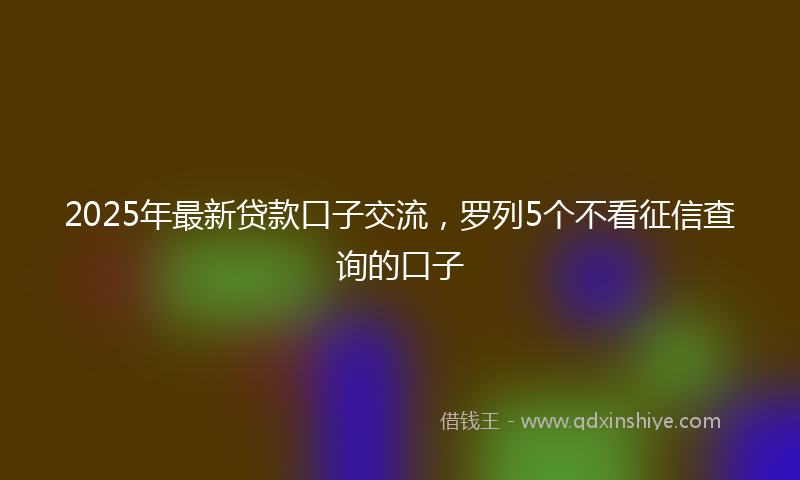 2025年最新贷款口子交流，罗列5个不看征信查询的口子