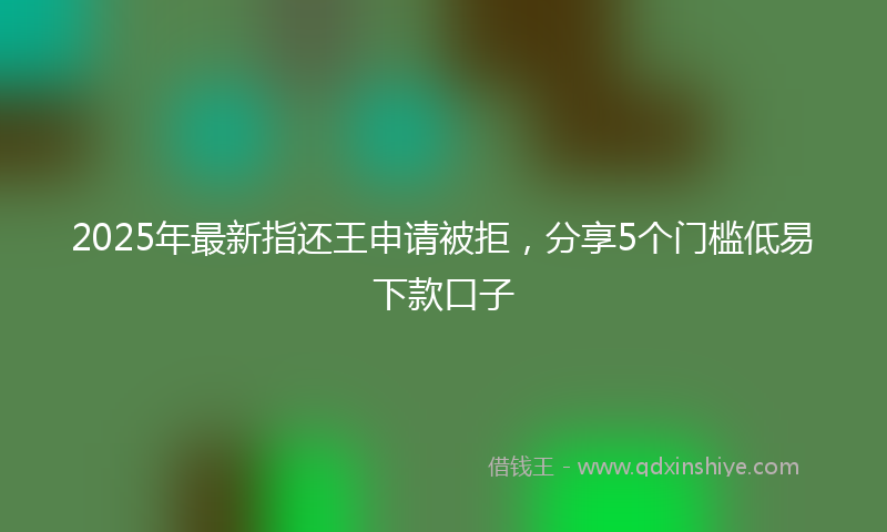 2025年最新指还王申请被拒，分享5个门槛低易下款口子