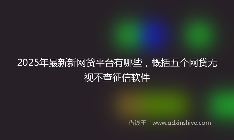 2025年最新新网贷平台有哪些，概括五个网贷无视不查征信软件