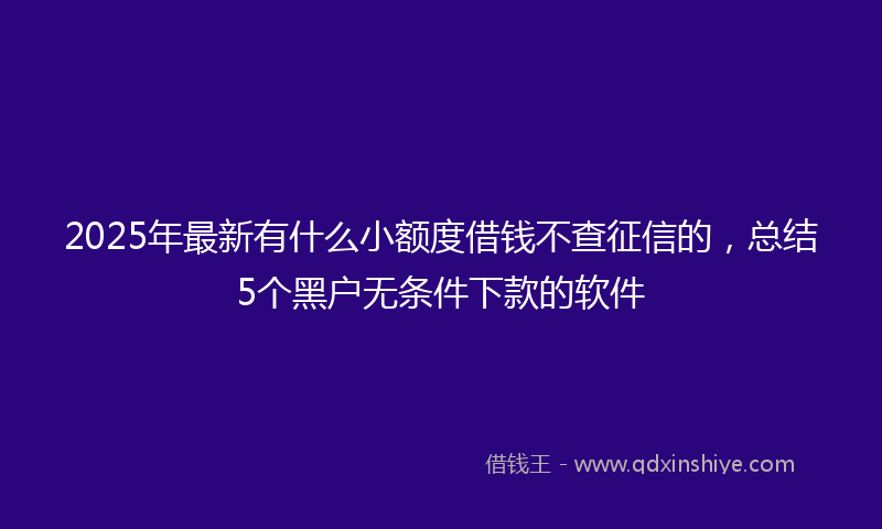 2025年最新有什么小额度借钱不查征信的，总结5个黑户无条件下款的软件