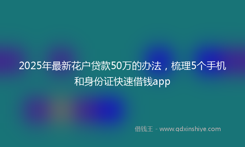 2025年最新花户贷款50万的办法，梳理5个手机和身份证快速借钱app