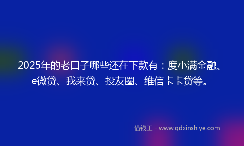 2025年的老口子哪些还在下款有：度小满金融、e微贷、我来贷、投友圈、维信卡卡贷等。
