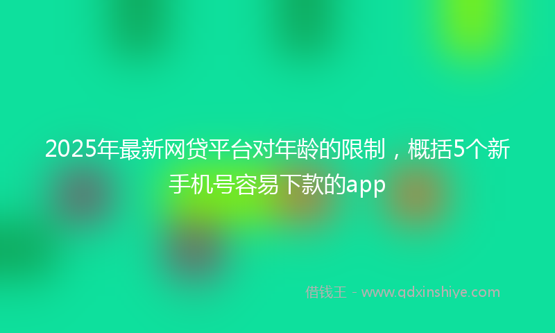 2025年最新网贷平台对年龄的限制，概括5个新手机号容易下款的app