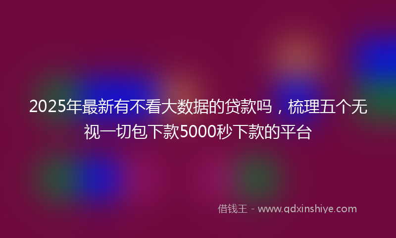 2025年最新有不看大数据的贷款吗，梳理五个无视一切包下款5000秒下款的平台