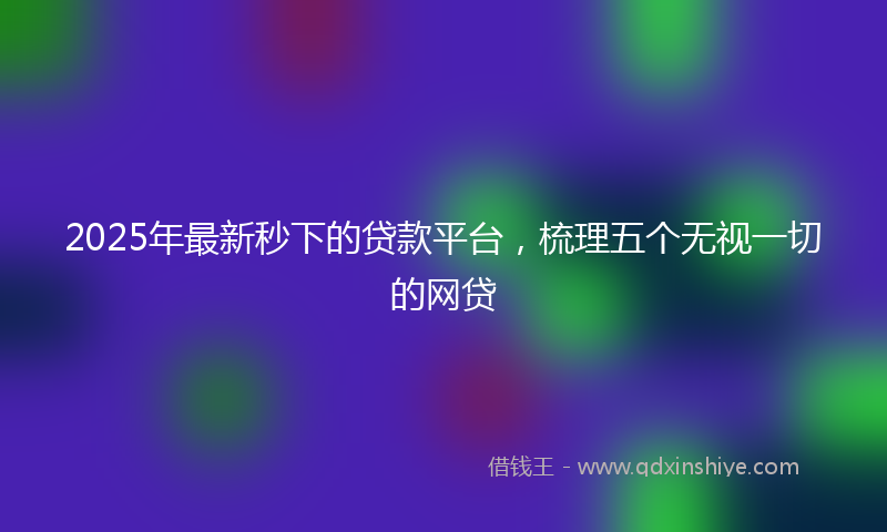 2025年最新秒下的贷款平台，梳理五个无视一切的网贷