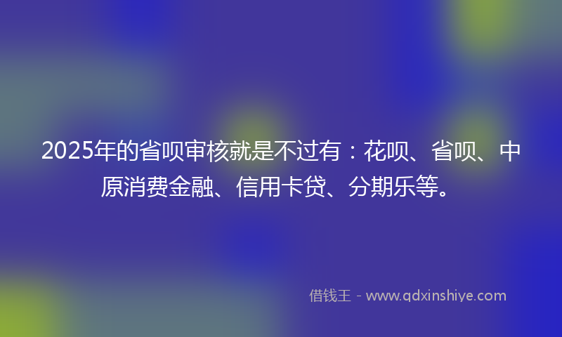 2025年的省呗审核就是不过有：花呗、省呗、中原消费金融、信用卡贷、分期乐等。