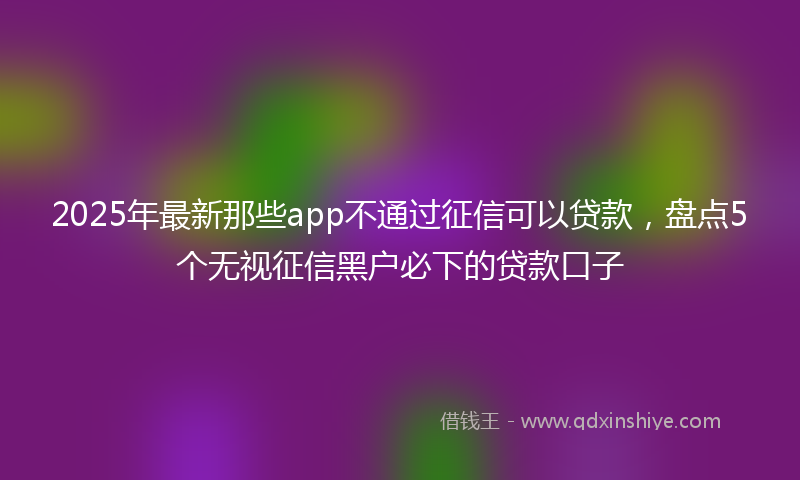 2025年最新那些app不通过征信可以贷款，盘点5个无视征信黑户必下的贷款口子