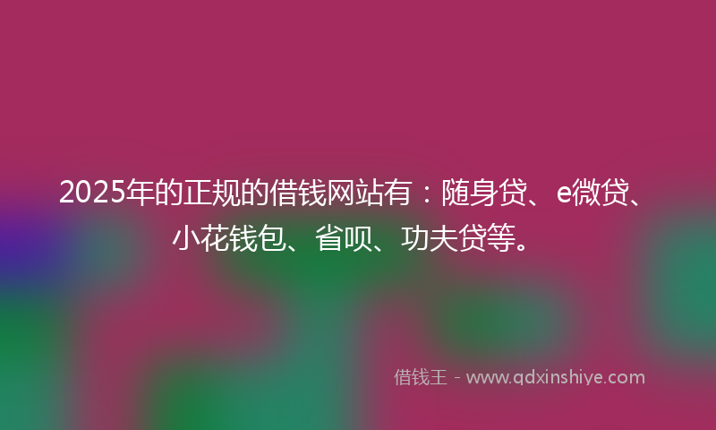 2025年的正规的借钱网站有：随身贷、e微贷、小花钱包、省呗、功夫贷等。