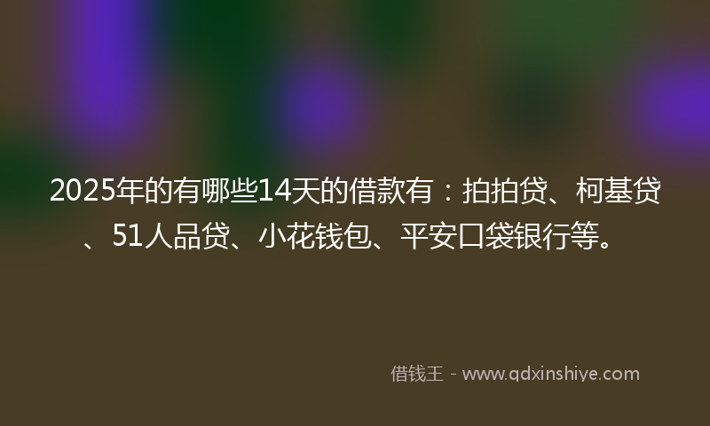 2025年的有哪些14天的借款有：拍拍贷、柯基贷、51人品贷、小花钱包、平安口袋银行等。