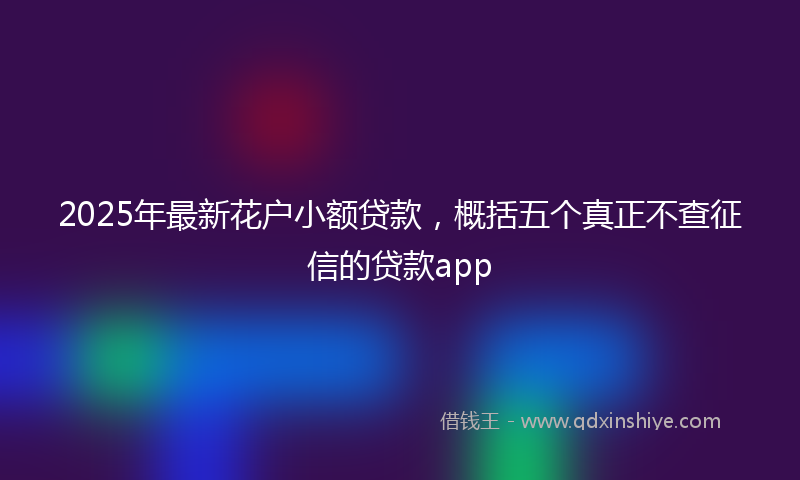 2025年最新花户小额贷款，概括五个真正不查征信的贷款app