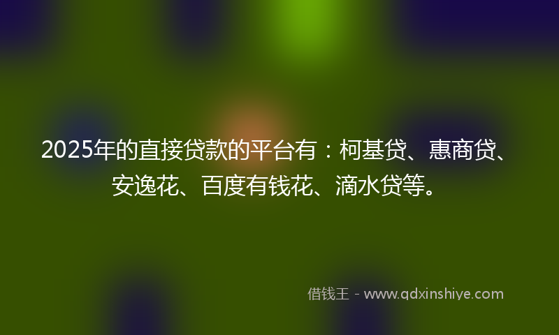 2025年的直接贷款的平台有：柯基贷、惠商贷、安逸花、百度有钱花、滴水贷等。