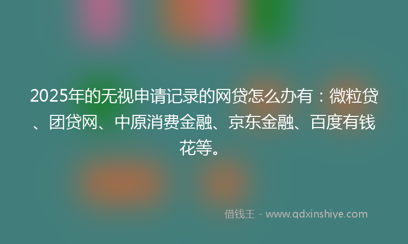2025年的无视申请记录的网贷怎么办有：微粒贷、团贷网、中原消费金融、京东金融、百度有钱花等。