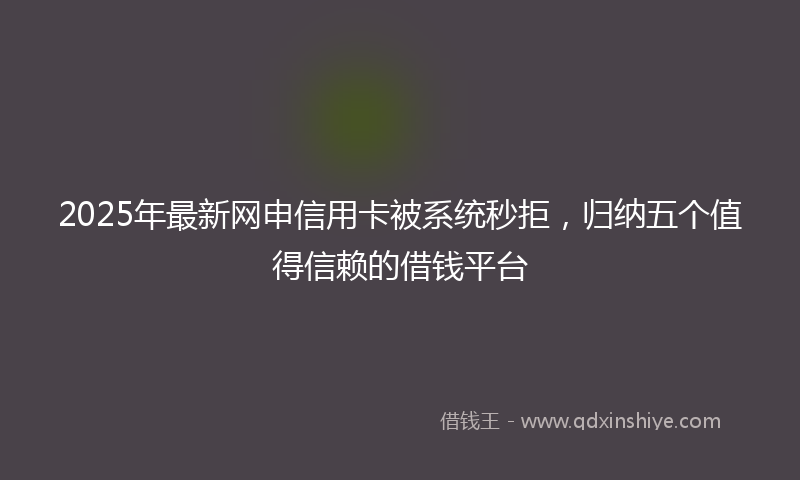 2025年最新网申信用卡被系统秒拒，归纳五个值得信赖的借钱平台