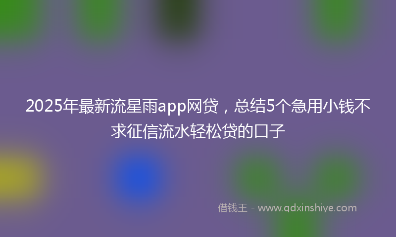 2025年最新流星雨app网贷，总结5个急用小钱不求征信流水轻松贷的口子