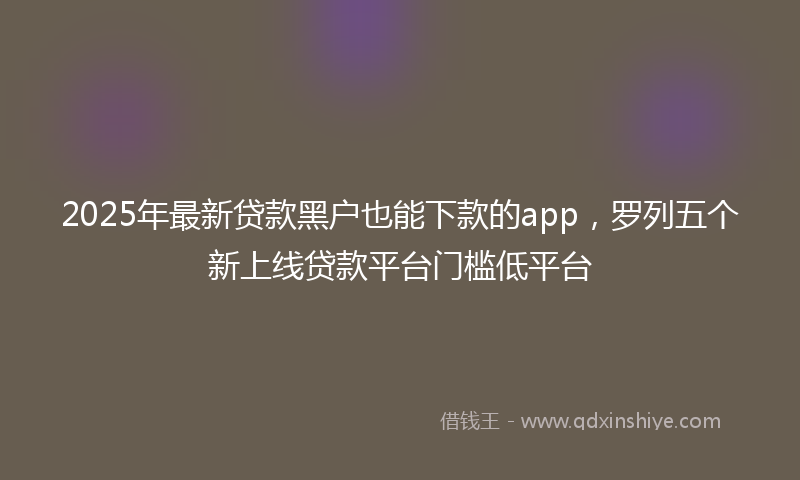 2025年最新贷款黑户也能下款的app，罗列五个新上线贷款平台门槛低平台