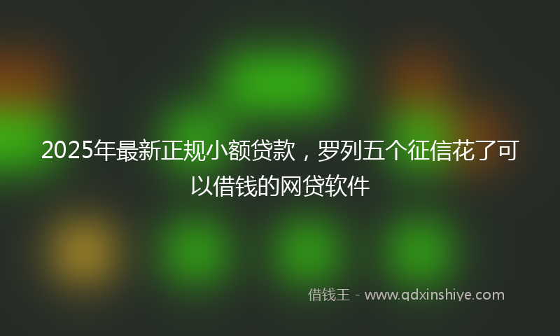 2025年最新正规小额贷款，罗列五个征信花了可以借钱的网贷软件