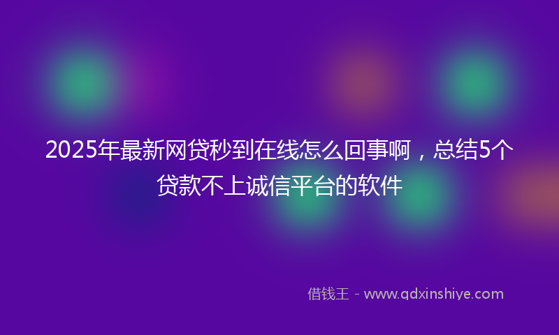 2025年最新网贷秒到在线怎么回事啊，总结5个贷款不上诚信平台的软件