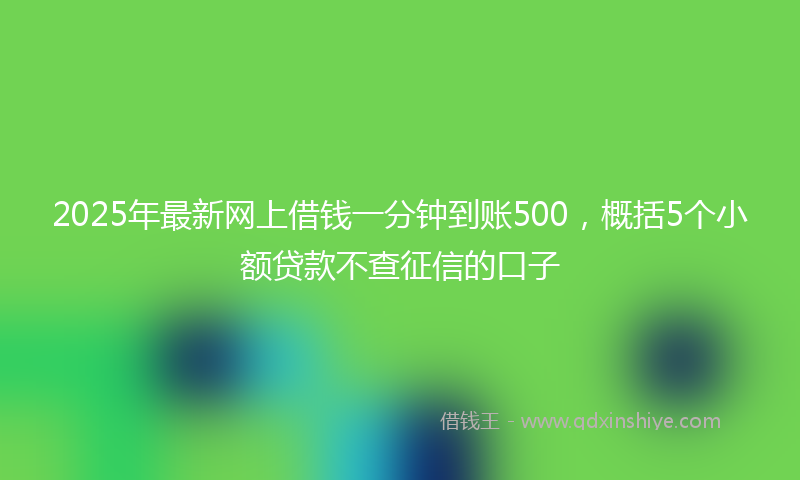 2025年最新网上借钱一分钟到账500，概括5个小额贷款不查征信的口子