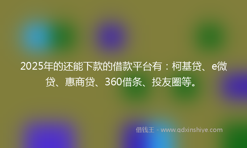 2025年的还能下款的借款平台有：柯基贷、e微贷、惠商贷、360借条、投友圈等。