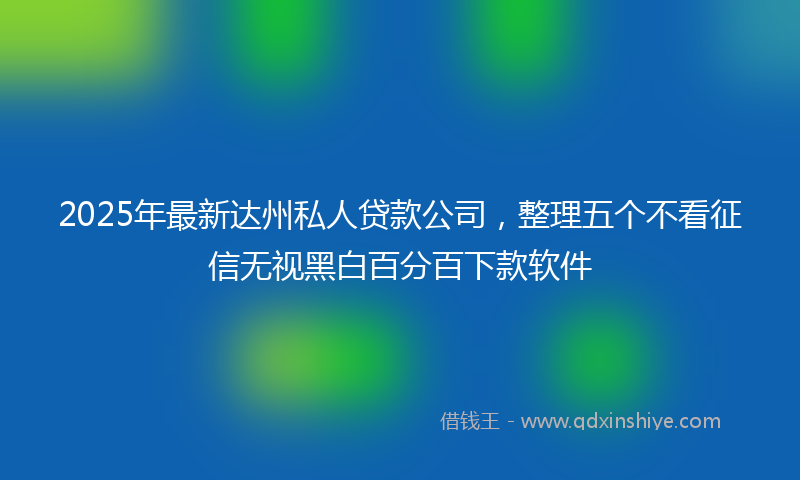 2025年最新达州私人贷款公司，整理五个不看征信无视黑白百分百下款软件