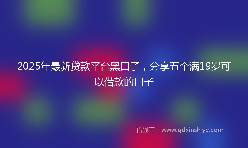 2025年最新贷款平台黑口子，分享五个满19岁可以借款的口子