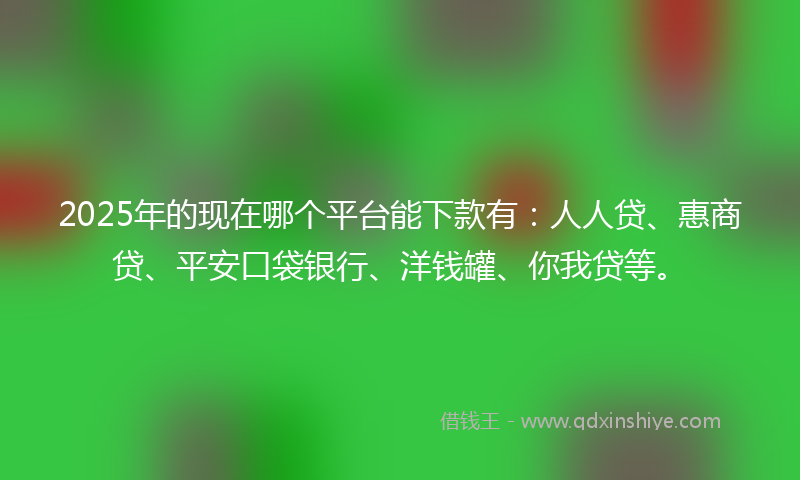 2025年的现在哪个平台能下款有：人人贷、惠商贷、平安口袋银行、洋钱罐、你我贷等。