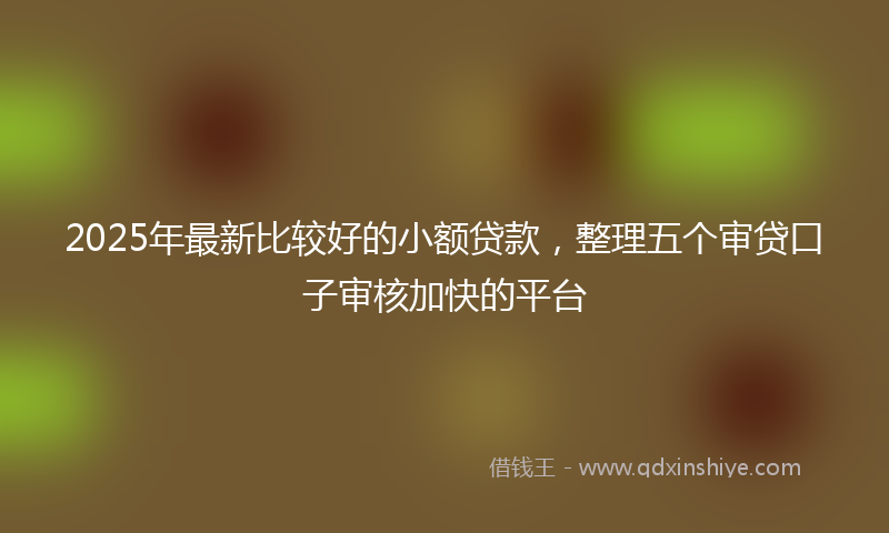 2025年最新比较好的小额贷款，整理五个审贷口子审核加快的平台