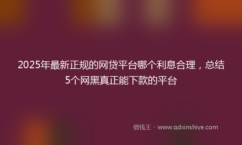 2025年最新正规的网贷平台哪个利息合理，总结5个网黑真正能下款的平台