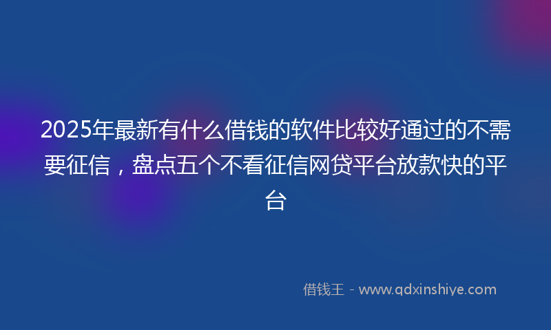 2025年最新有什么借钱的软件比较好通过的不需要征信，盘点五个不看征信网贷平台放款快的平台