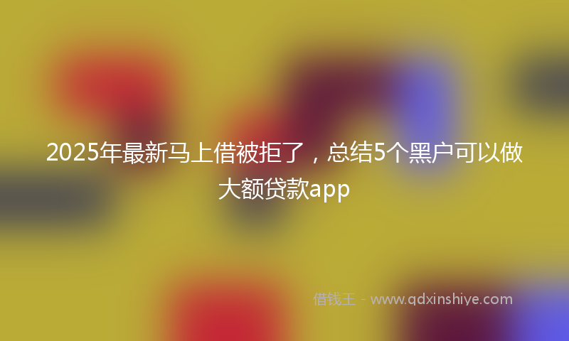 2025年最新马上借被拒了，总结5个黑户可以做大额贷款app