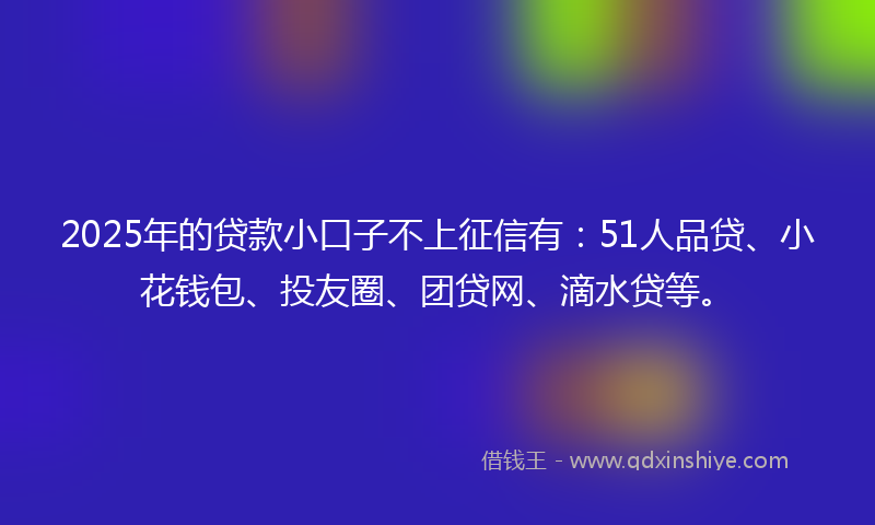 2025年的贷款小口子不上征信有：51人品贷、小花钱包、投友圈、团贷网、滴水贷等。