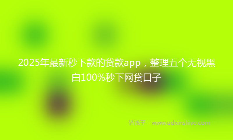2025年最新秒下款的贷款app，整理五个无视黑白100%秒下网贷口子