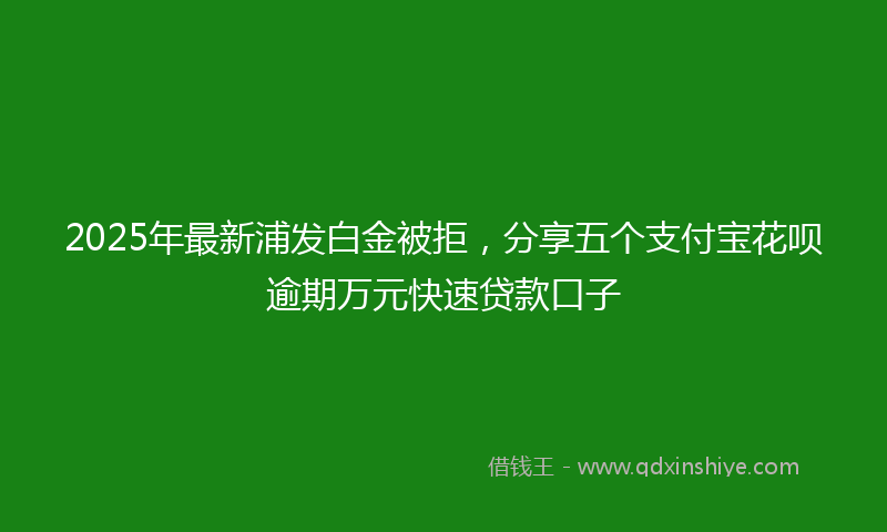 2025年最新浦发白金被拒，分享五个支付宝花呗逾期万元快速贷款口子