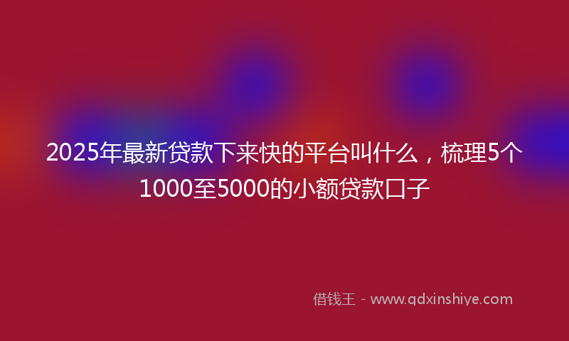 2025年最新贷款下来快的平台叫什么，梳理5个1000至5000的小额贷款口子