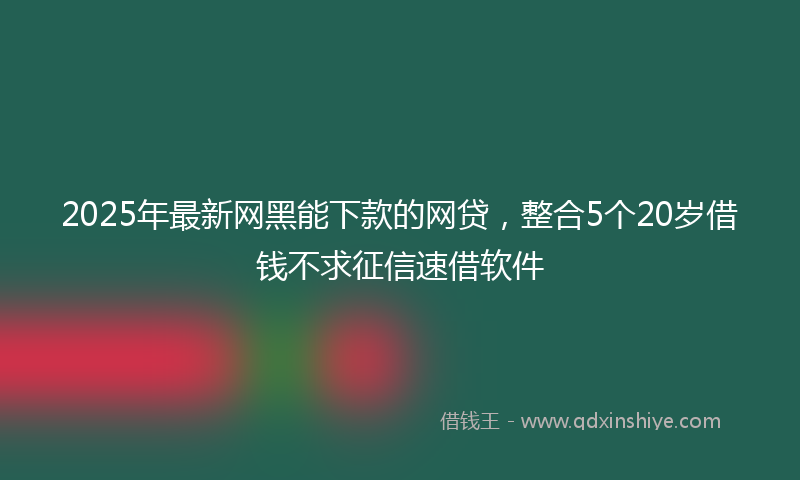 2025年最新网黑能下款的网贷，整合5个20岁借钱不求征信速借软件
