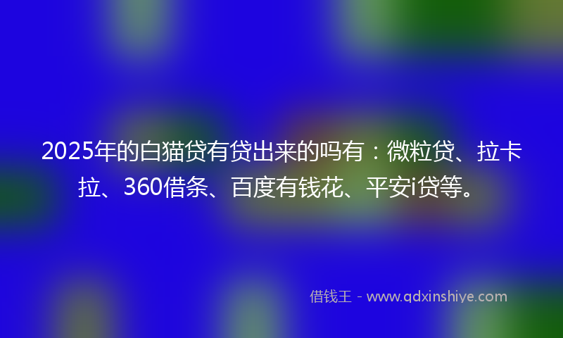 2025年的白猫贷有贷出来的吗有：微粒贷、拉卡拉、360借条、百度有钱花、平安i贷等。