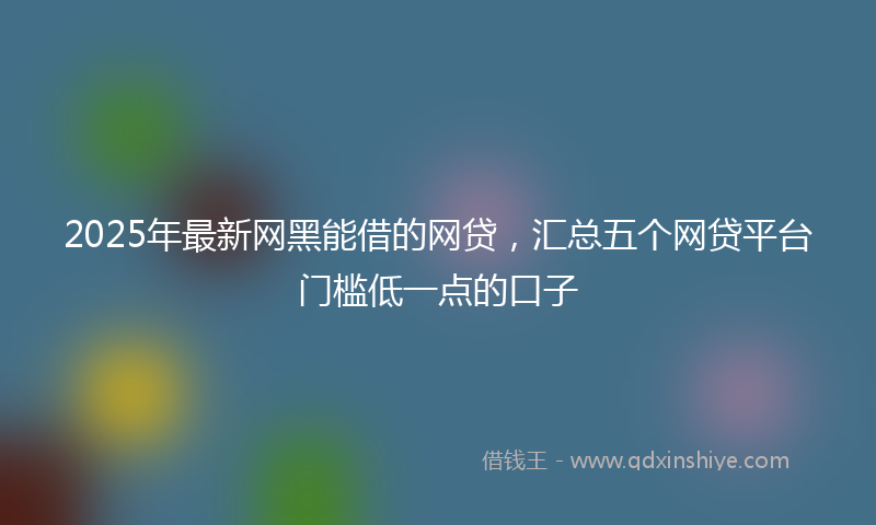 2025年最新网黑能借的网贷，汇总五个网贷平台门槛低一点的口子
