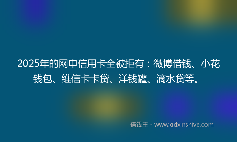2025年的网申信用卡全被拒有：微博借钱、小花钱包、维信卡卡贷、洋钱罐、滴水贷等。