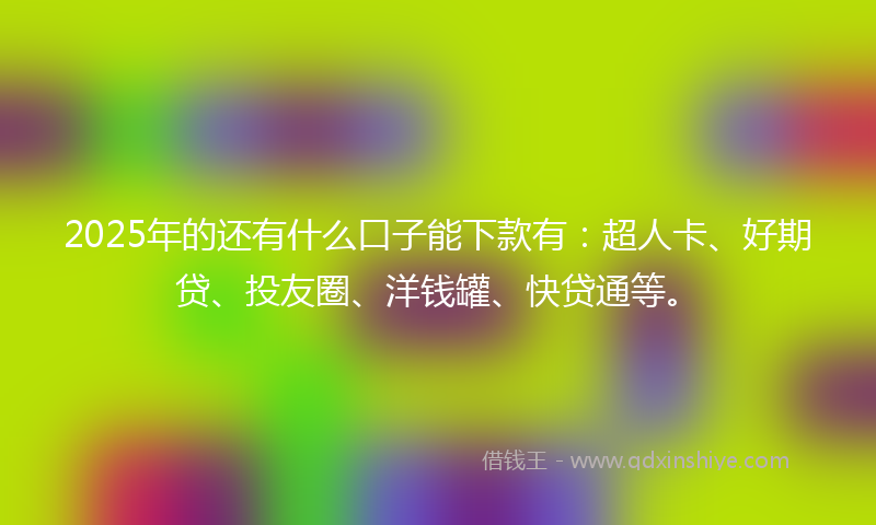 2025年的还有什么口子能下款有：超人卡、好期贷、投友圈、洋钱罐、快贷通等。