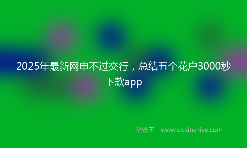 2025年最新网申不过交行，总结五个花户3000秒下款app