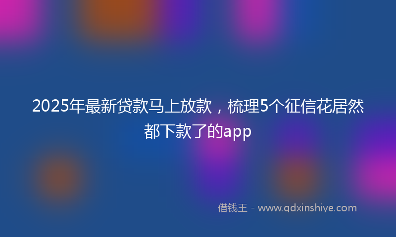 2025年最新贷款马上放款，梳理5个征信花居然都下款了的app