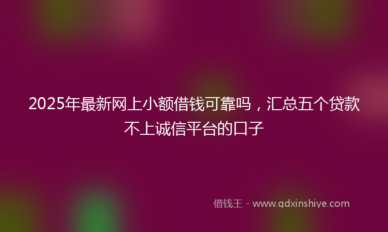 2025年最新网上小额借钱可靠吗，汇总五个贷款不上诚信平台的口子