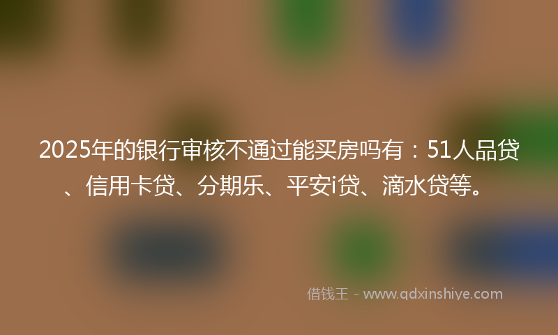 2025年的银行审核不通过能买房吗有：51人品贷、信用卡贷、分期乐、平安i贷、滴水贷等。