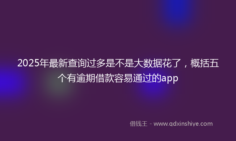2025年最新查询过多是不是大数据花了，概括五个有逾期借款容易通过的app