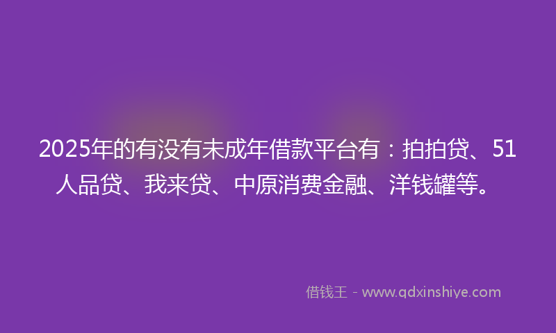 2025年的有没有未成年借款平台有：拍拍贷、51人品贷、我来贷、中原消费金融、洋钱罐等。
