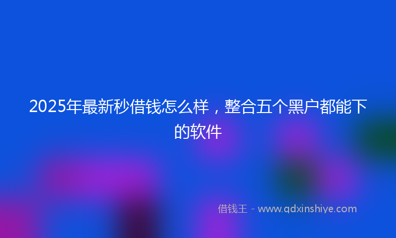 2025年最新秒借钱怎么样，整合五个黑户都能下的软件