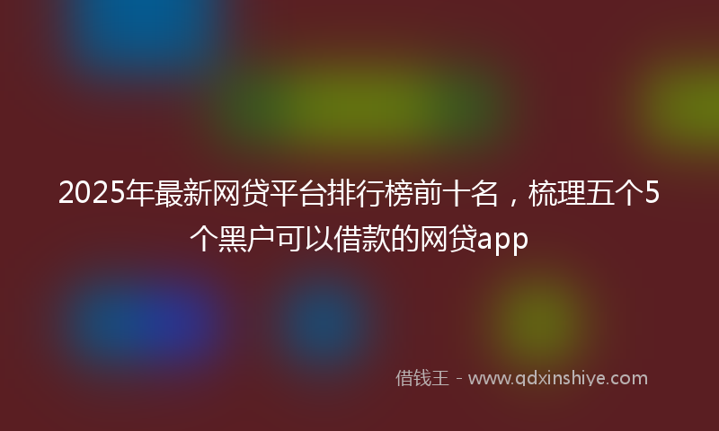 2025年最新网贷平台排行榜前十名，梳理五个5个黑户可以借款的网贷app